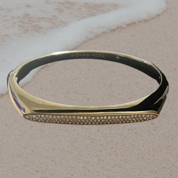 Michael Kors Jewelry - Michael Kors Gold Tone Fashion Tribal Pave Hinged Bangle Bracelet
